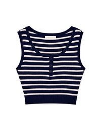 Striped Button Up Crop Tank Top