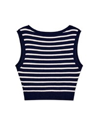 Striped Button Up Crop Tank Top