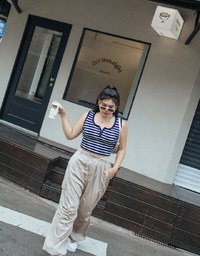 Striped Button Up Crop Tank Top