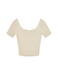 Back Hollow Knit Short Sleeve Top