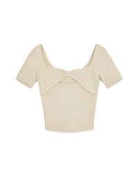 Back Hollow Knit Short Sleeve Top