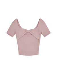 Back Hollow Knit Short Sleeve Top