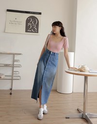 Back Hollow Knit Short Sleeve Top