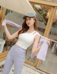 Asymmetric Crop Tank Top (With Padding)