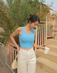 Asymmetric Crop Tank Top (With Padding)