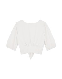 Sheer Buttoned Front Tie Top