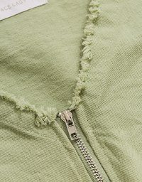 V Neck Zipper Crop Top