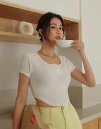V Neck Crop Knit Top