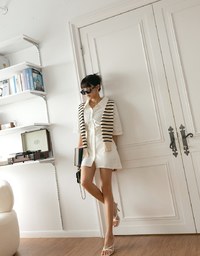 Adjustable Waist Short Sleeve Blouse Shirt