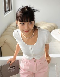 Button Up Knit Crop Top