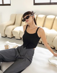 Front Detailed Slit Tank Top (With Padding)
