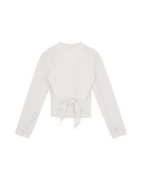 Back Hollow Tie Ribbon Sheer Blouse Shirt