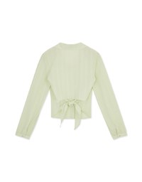 Back Hollow Tie Ribbon Sheer Blouse Shirt