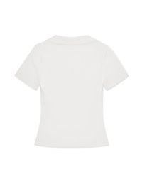 Lapel Collar Buttoned Slit Knit Top