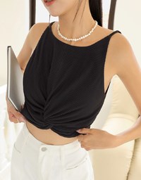 Textured Knotted Crop Tank Top