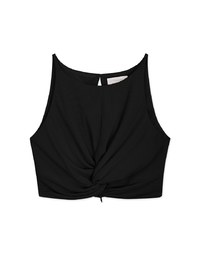 Textured Knotted Crop Tank Top
