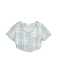 Classic Tweed Checkered Buttoned Top