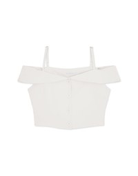 Off-Neck Thin Strap Button-Up Top