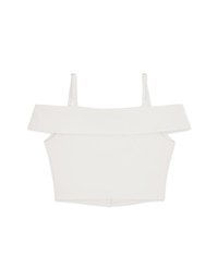 Off-Neck Thin Strap Button-Up Top