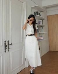 Slant Buckle Lace-Up Top