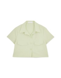 Lapel Round Button Crop Top