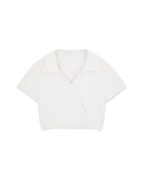 Slant Button Open Collar Top