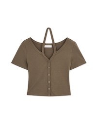 Halter Neck Short Sleeve Top