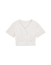 V Neck Back Cut Out Buttoned Top