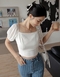 Chiffon Puffed Sleeve Top