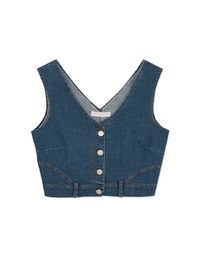 Edgy Buttoned Denim Jeans Twill Vest
