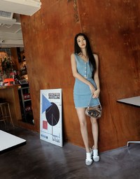 Edgy Buttoned Denim Jeans Twill Vest
