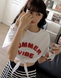 SUMMER VIBE Tied Short Sleeve T-Shirt