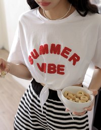 SUMMER VIBE Tied Short Sleeve T-Shirt
