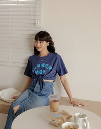 SUMMER VIBE Tied Short Sleeve T-Shirt