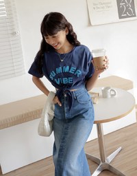 SUMMER VIBE Tied Short Sleeve T-Shirt