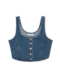 Square Neck Button Denim Jeans Tank Top