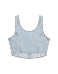 Square Neck Button Denim Jeans Tank Top