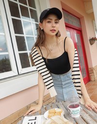 Thin Strap Dimensional Line Camisole (with padding)