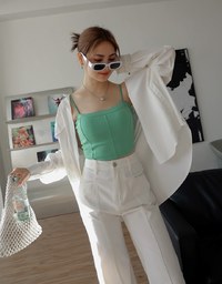 Thin Strap Dimensional Line Camisole (with padding)