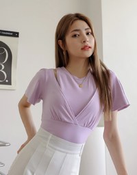 Fake Two Piece Hollow Short SleeveTop