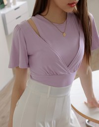 Fake Two Piece Hollow Short SleeveTop