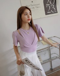 Fake Two Piece Hollow Short SleeveTop