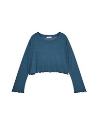 Lettuce Hem Sheer Long Sleeve Top