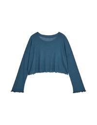 Lettuce Hem Sheer Long Sleeve Top