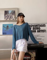 Lettuce Hem Sheer Long Sleeve Top
