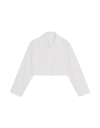 Simple Crop Long Sleeve Blouse Shirt