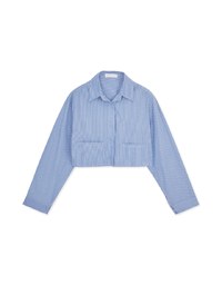 Simple Crop Long Sleeve Blouse Shirt