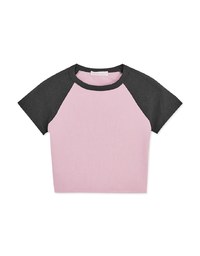 Contrast Color Fitted Short Sleeve Top