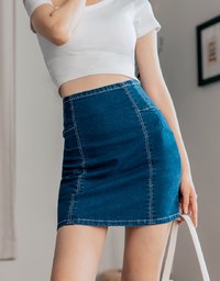 【Den!m LITE】Perfect Waistline Denim SKIRT Airy Lightweigth Fabric Extra High Waisted Slim Fit Jeans Skirt DNA