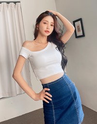 【Den!m LITE】Perfect Waistline Denim SKIRT Airy Lightweigth Fabric Extra High Waisted Slim Fit Jeans Skirt DNA